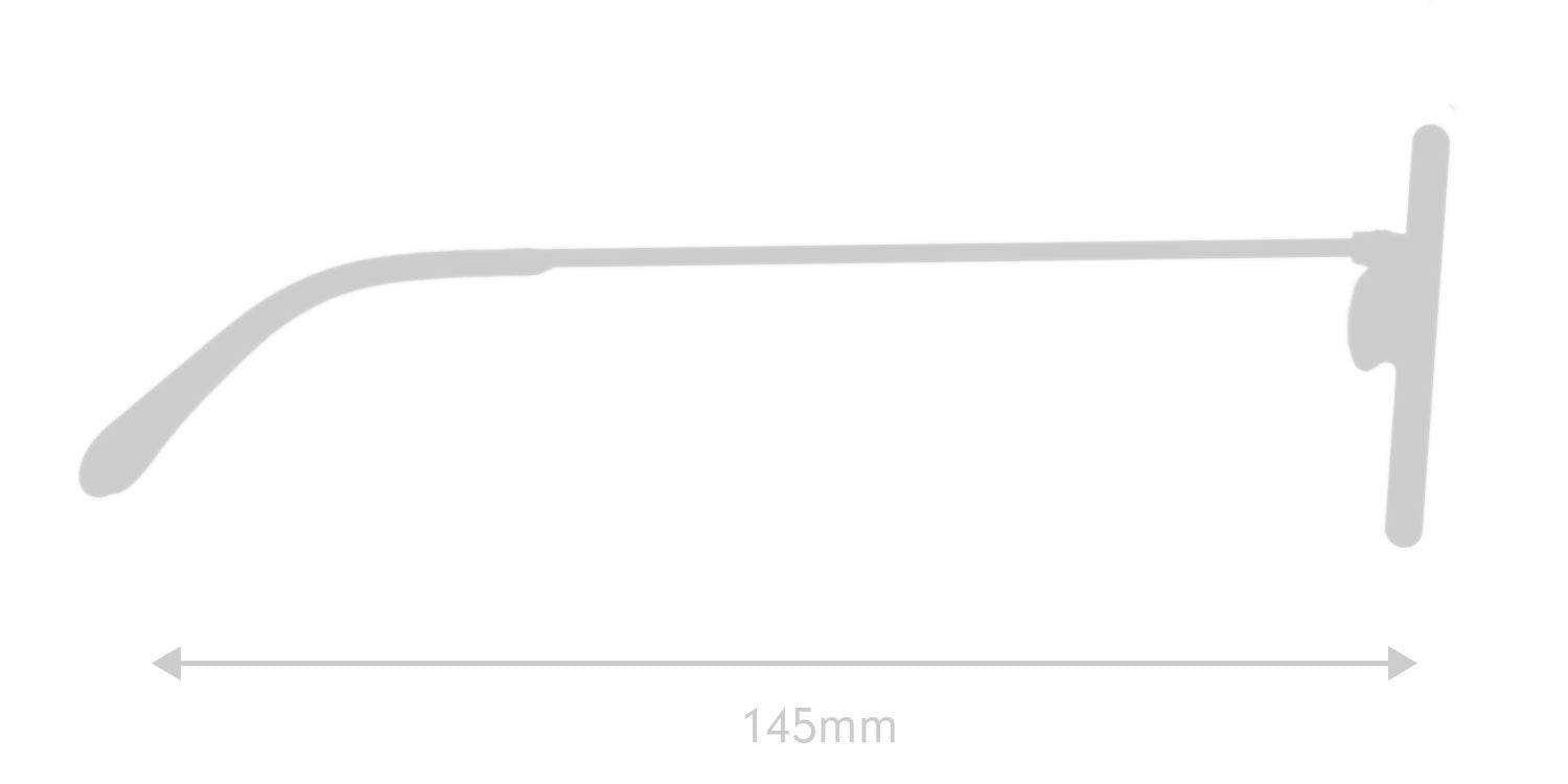 LUMES Bennett computer glasses silhouette with measurements from side angle