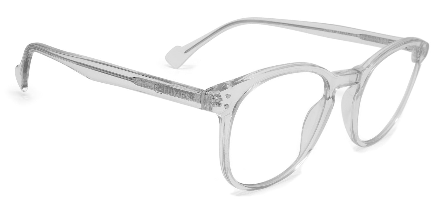 LUMES stylish blue blocking computer glasses - Danvers model in transparent color from angle