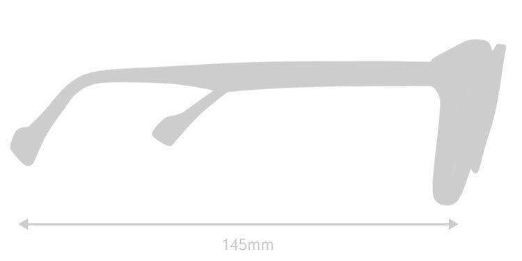 LUMES Danvers computer glasses silhouette with measurements from side angle