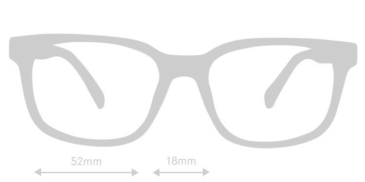 LUMES Kent computer glasses silhouette with measurements from side angle