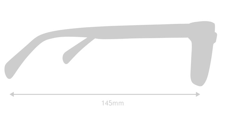 LUMES Kent computer glasses silhouette with measurements from side angle