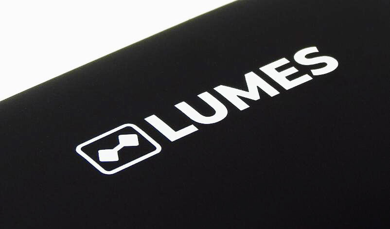 LUMES stylish blue light blocking glasses case and logo from angle