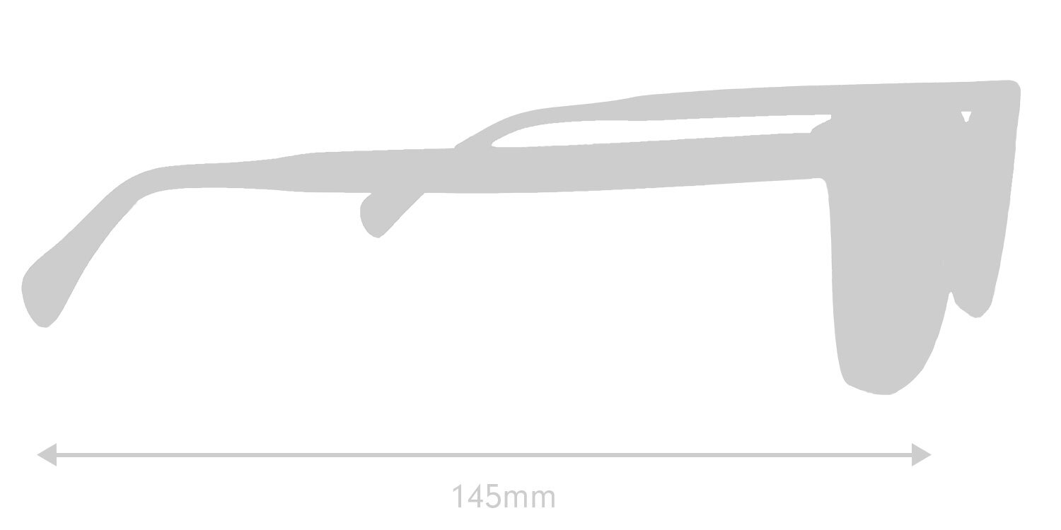 LUMES Palmer bio-acetate computer glasses silhouette with measurements from side angle