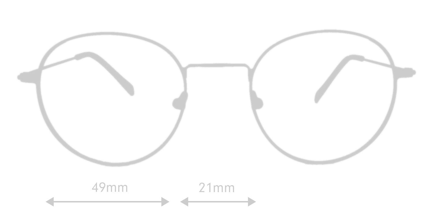 LUMES Parker computer glasses silhouette with measurements from side angle