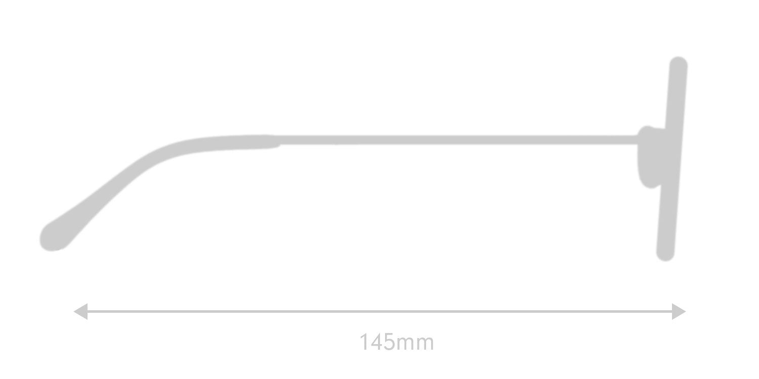 LUMES Parker computer glasses silhouette with measurements from side angle