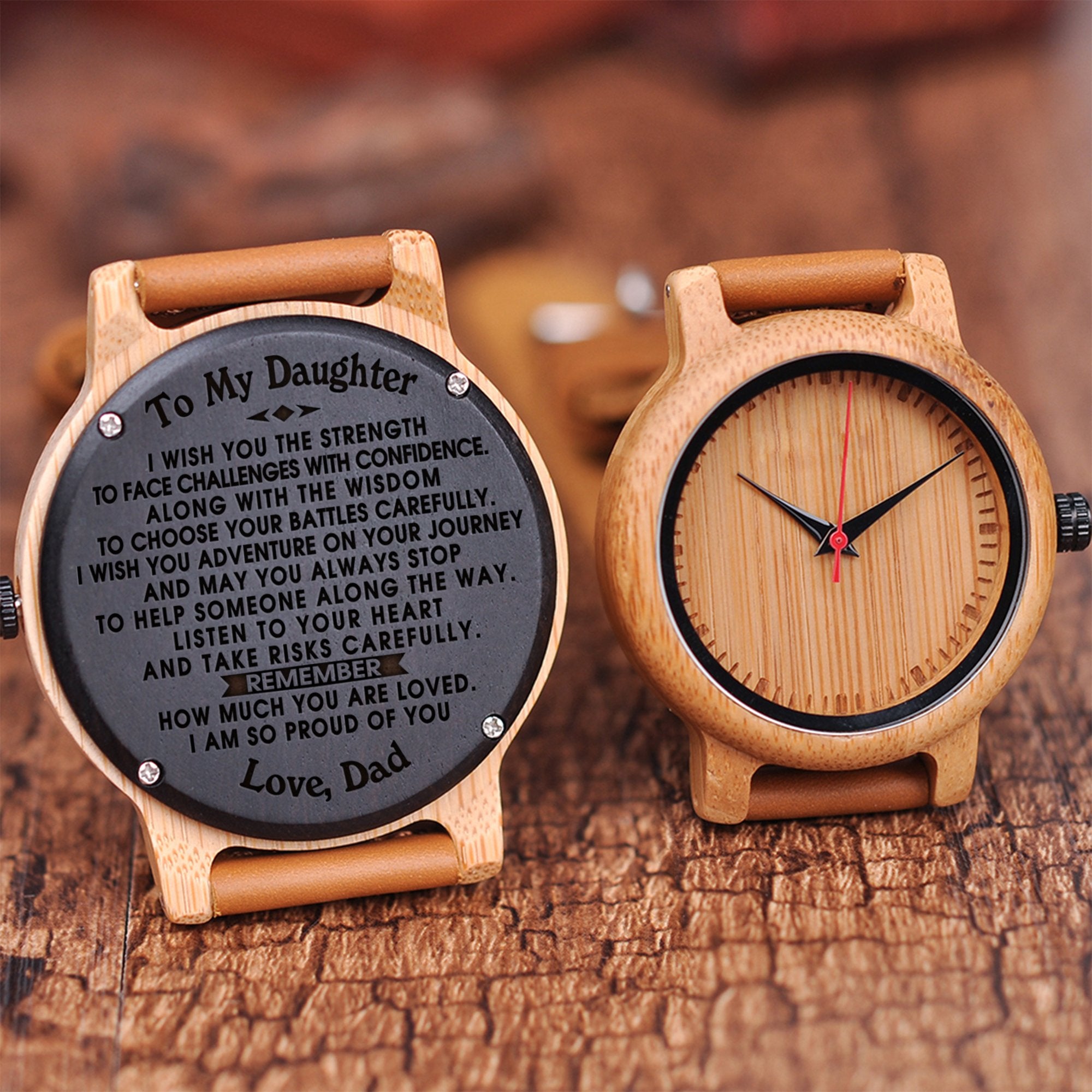 DAUGHTER DAD - I WISH YOU - WOOD WATCH - Engraved Gifts