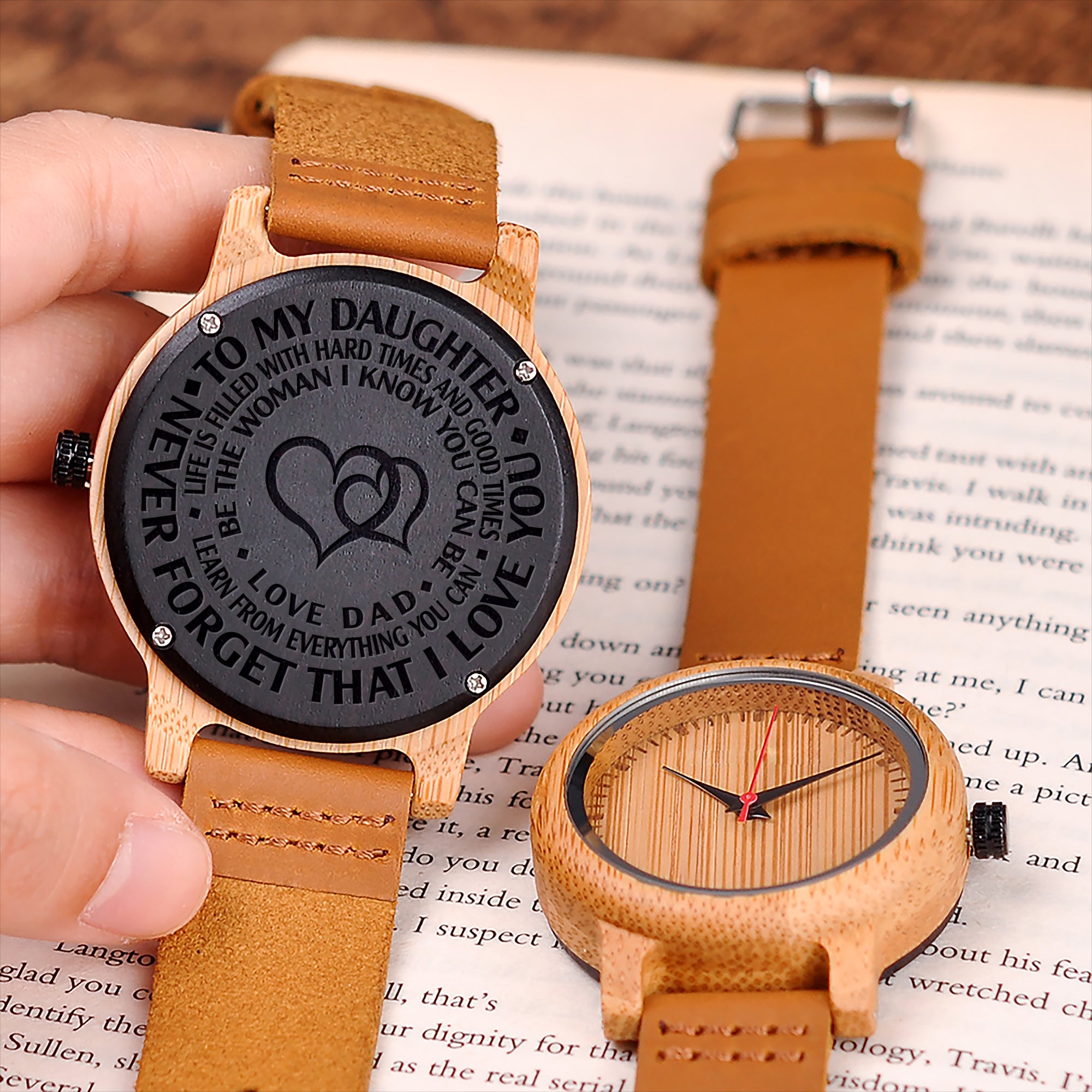 DAUGHTER DAD - BE THE WOMAN - WOOD WATCH - Engraved Gifts