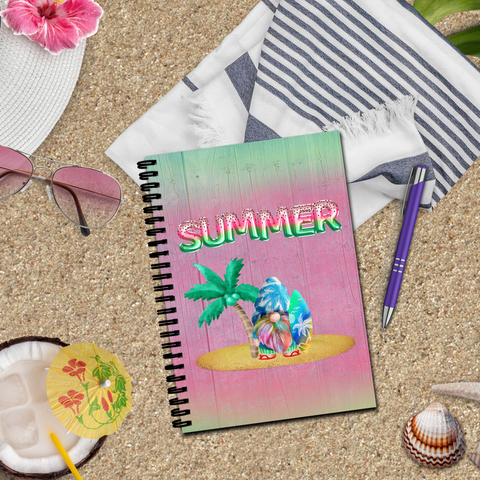 Summer surfing gnome spiral notebook journal