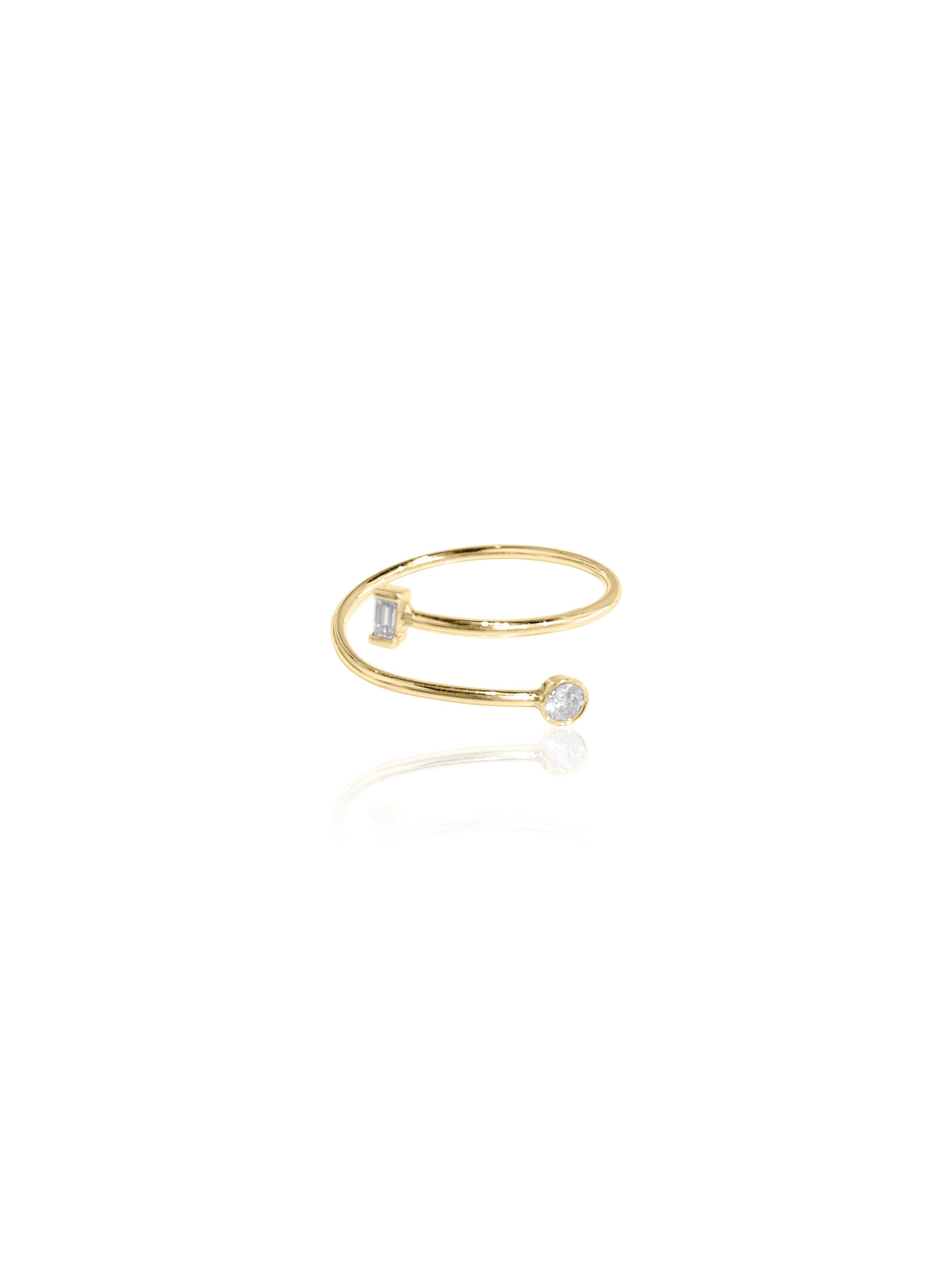 14K Gold Baguette Diamond & Bezel Coil Ring – KEILA