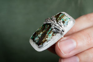 Utah Chrysocolla and Casted Cedar Tip- Size 7