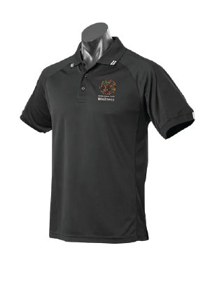 DDH Wellness Flinders Polo Mock-up (Black/White Polo)