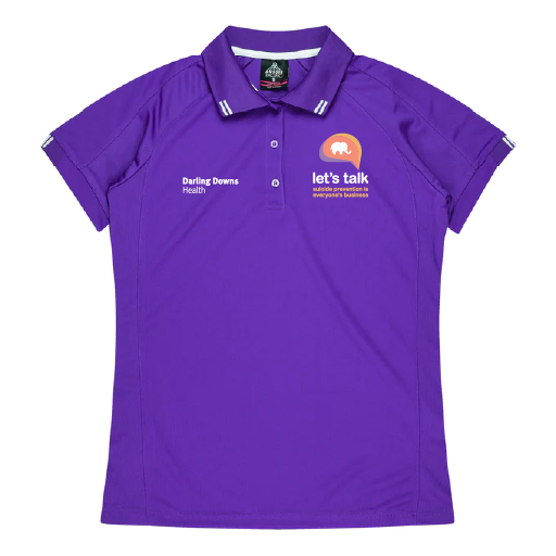 DDH Wellness Flinders Polo Mock-up (Purple/White)