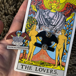 You’re All Fuuuuucked Angel Enamel Tarot Pin - Shining Moon Studio