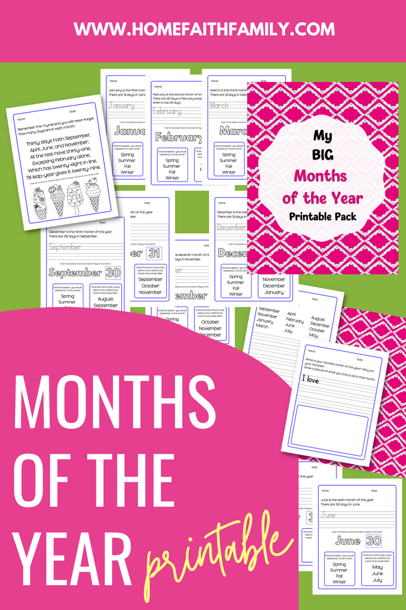 My Big Months of the Year (17 Pages) – Home Faith Family , LLC