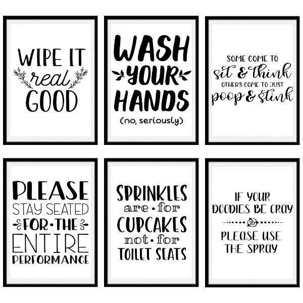 20 Hilarious Bathroom Printable Signs (100 Prints from 5 Sizes ) Home