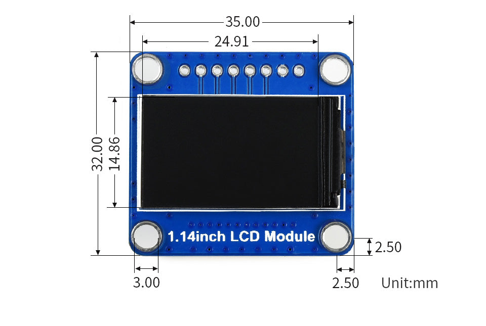 1.14inch LCD Module Dimensions