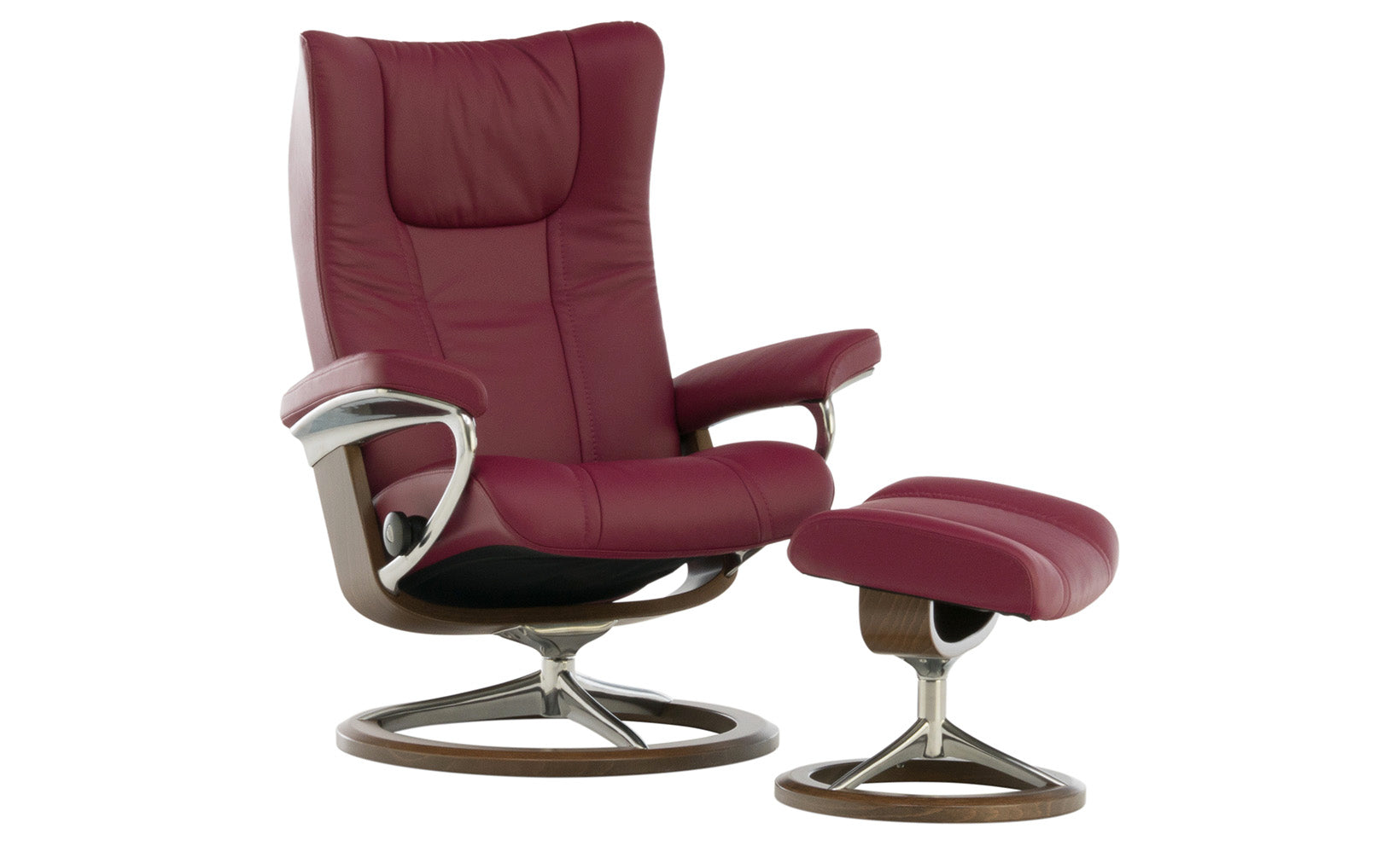 stressless wing beet red chair and ottoman  schneiderman's