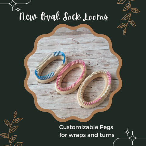 New Customizable Oval Sock Looms.. colored pegs for the wraps and turns.