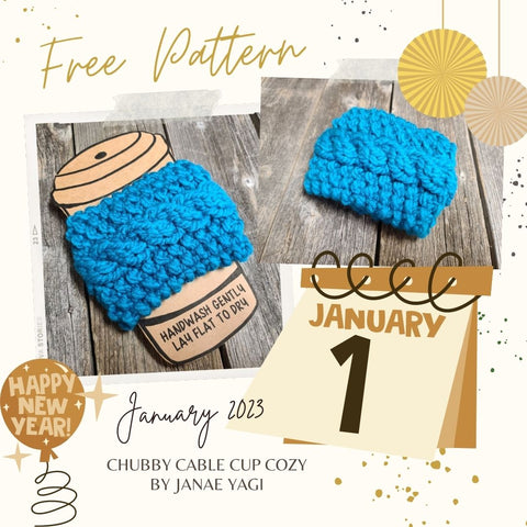 Free January Pattern by Janae Yagi Chubby Cable Cup Cozy