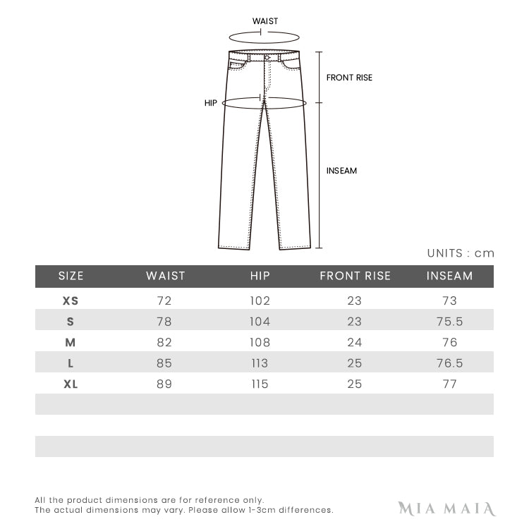 armani pants size chart