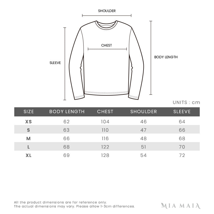 sweatshirt size chart