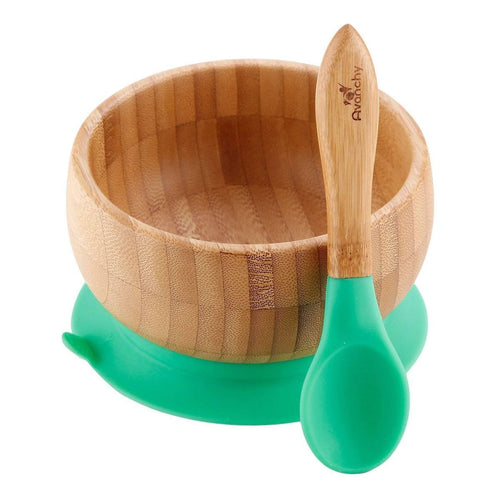 Avanchy Bamboo Toddler Stay Put Suction Plate + Spoon – Crib & Kids
