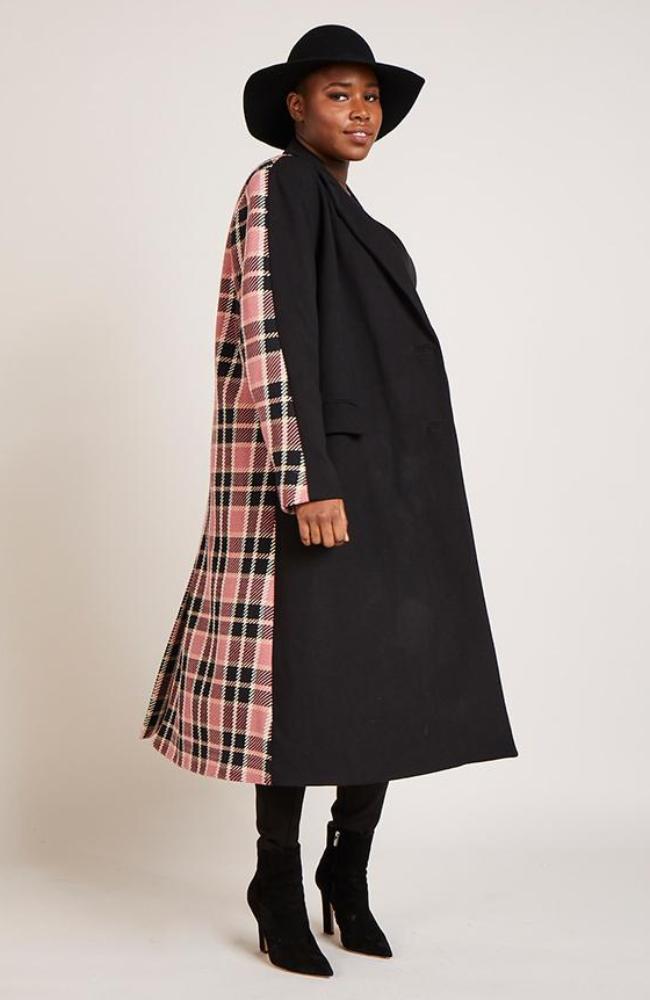 plaid maxi coat