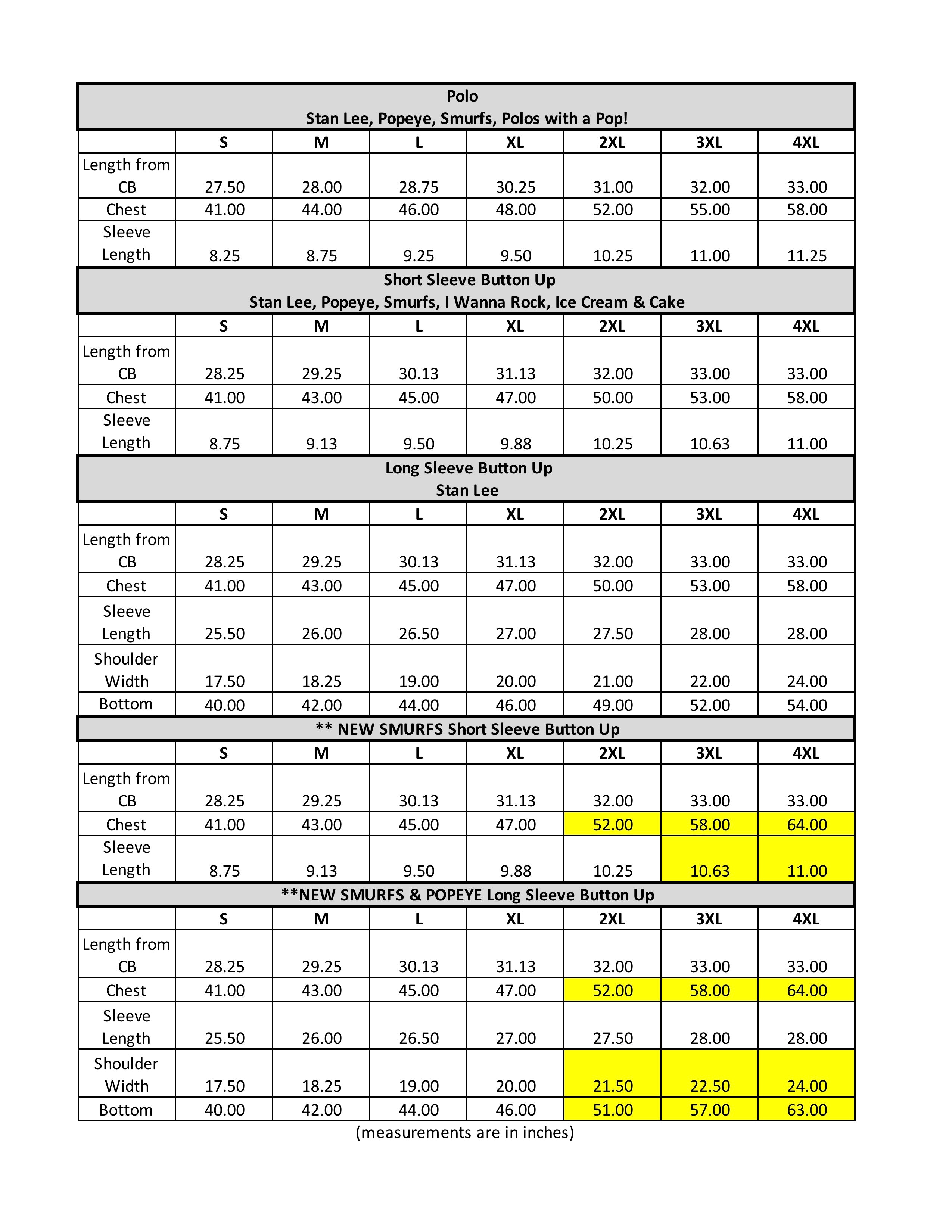 Size Chart – Preppy Pop®