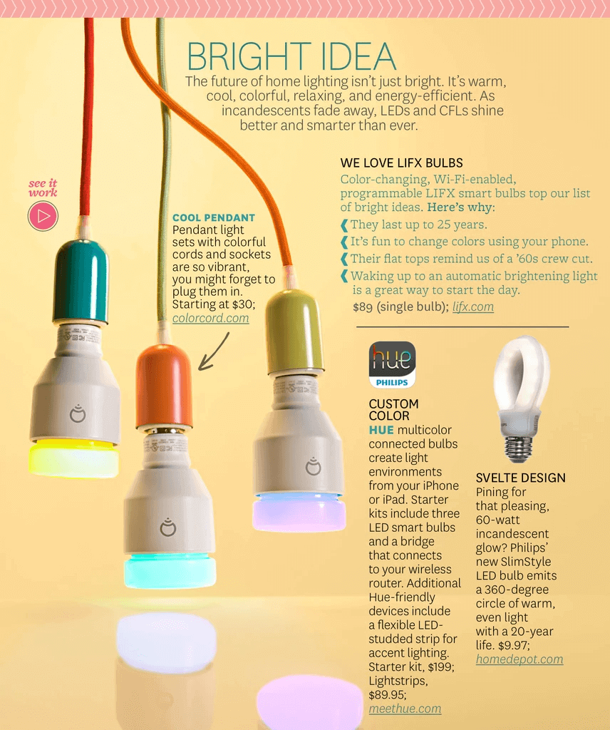 Pendant lights with colored cords and sockets
