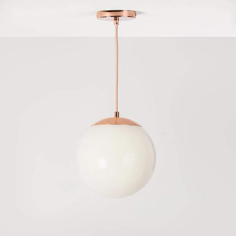 copper and glass globe pendant light