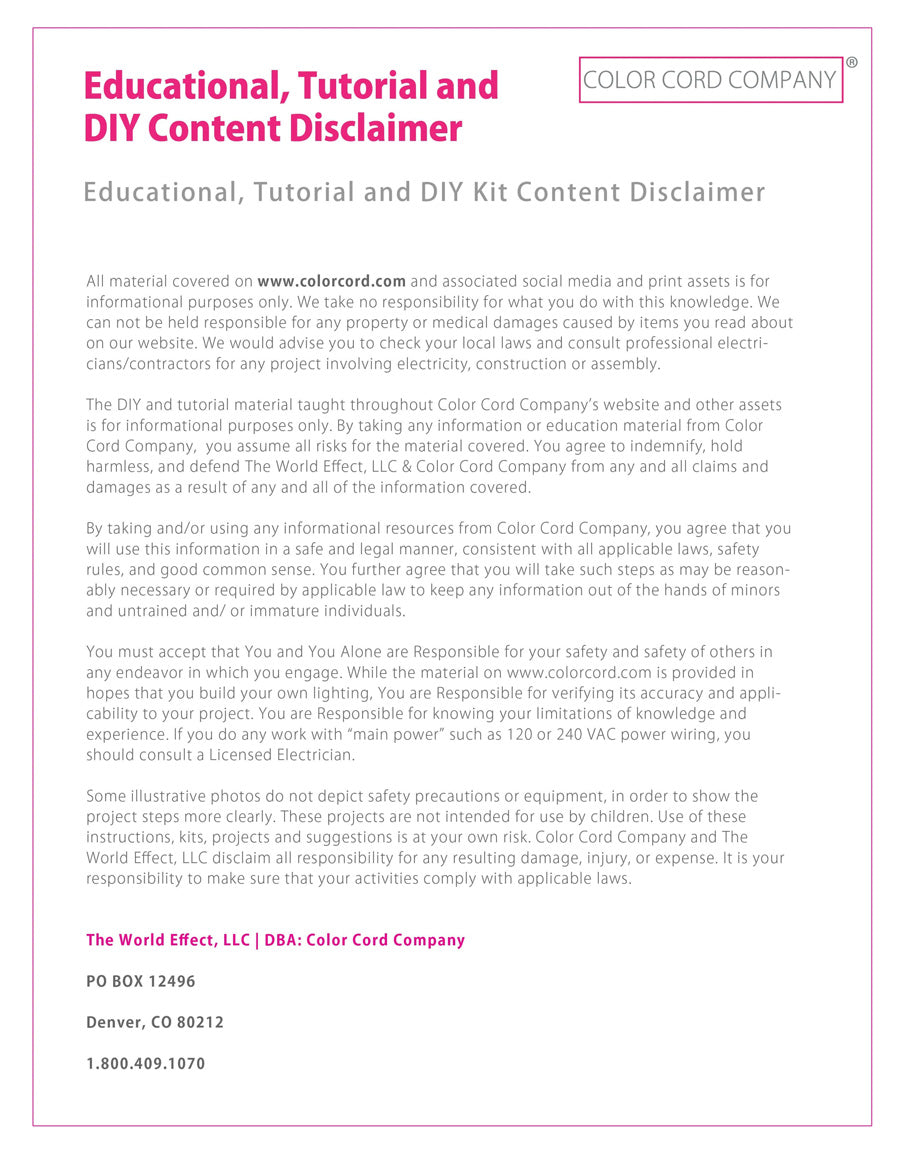 DIY Content Disclaimer by Color Cord