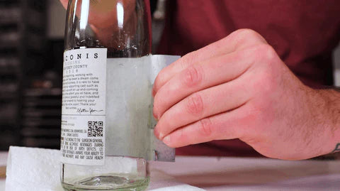 peeling wine label
