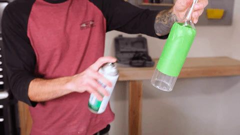 spray painting wine bottle pendant