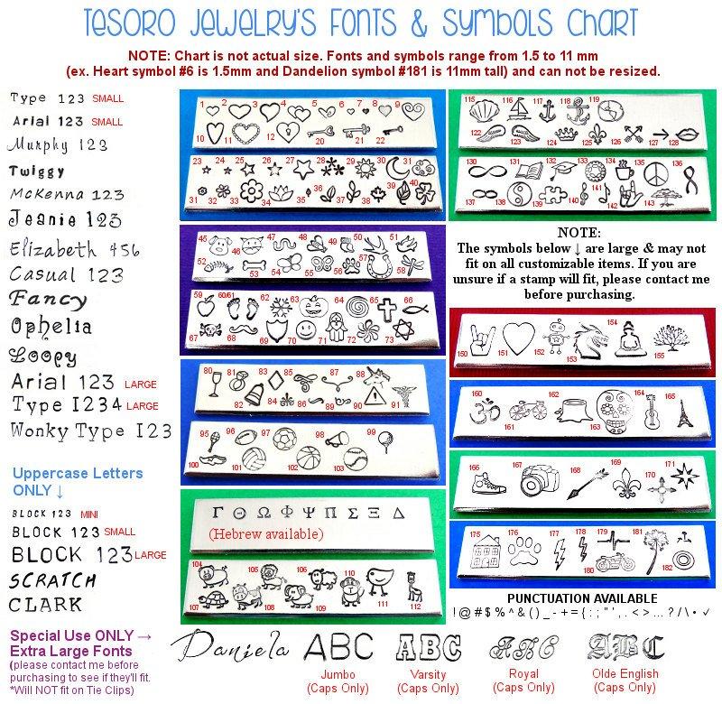 Collar Stays Size Chart