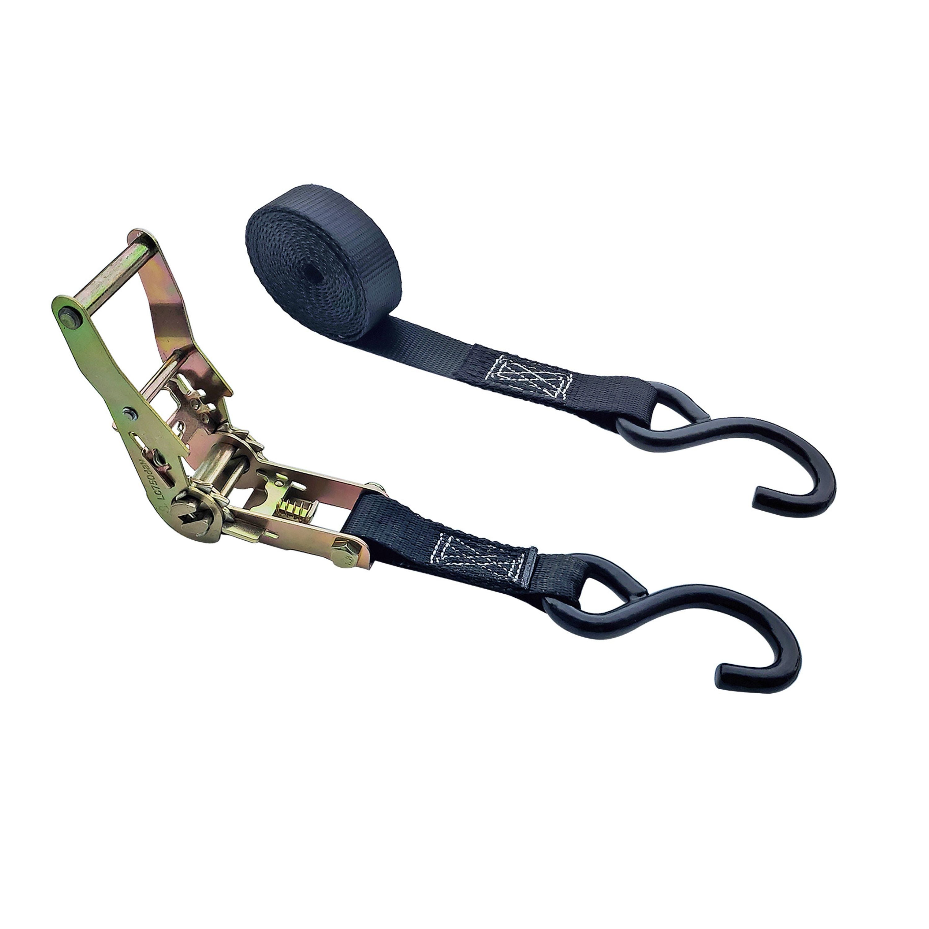USA 1" Heavy-Duty Ratchet Strap w/ Coated S Hooks