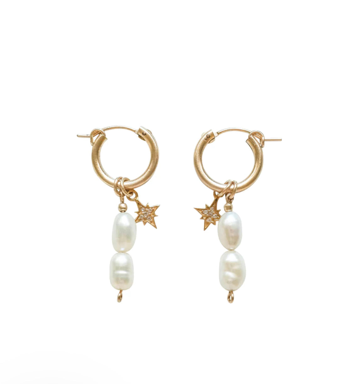 Hailey Double Pearl Starburst Hoops by S-kin Studio – Drift Trading Co