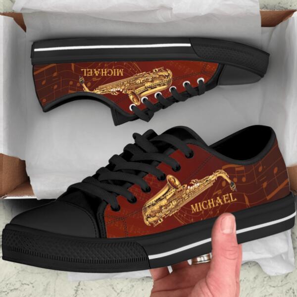 Custom Personalized Saxophone Low Top Sneakers - Best Gift For Saxophone Lovers and Friends