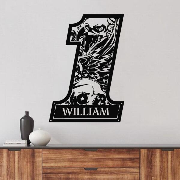 Custom Personalized Number One Eagle Motorcycle Metal Monogram Sign - Gift Idea For Motorcycle Lover