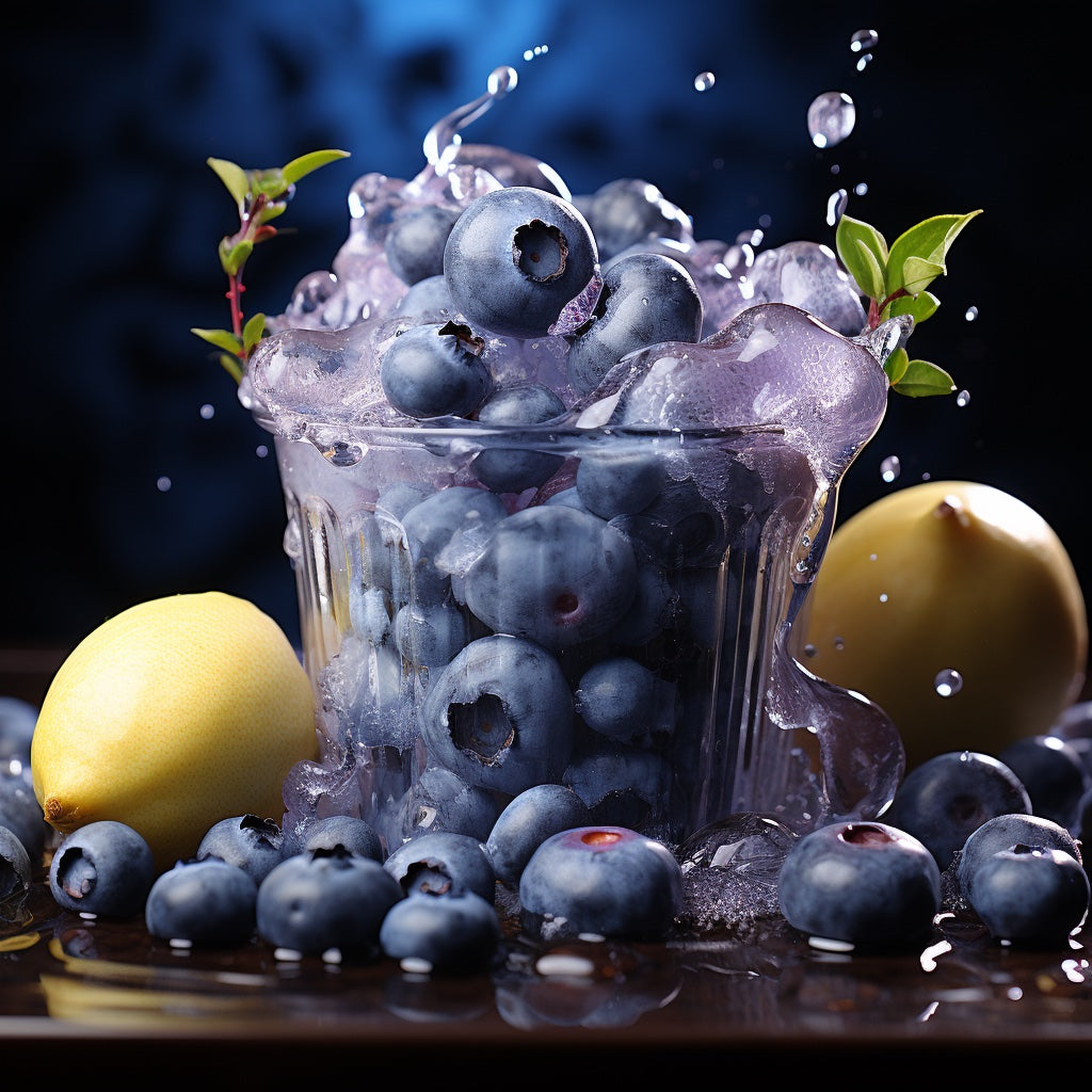 Bluberries in the ice snow cup food