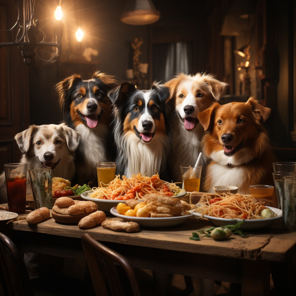 ADN perros cenando nutrición trata salud bienestar energía