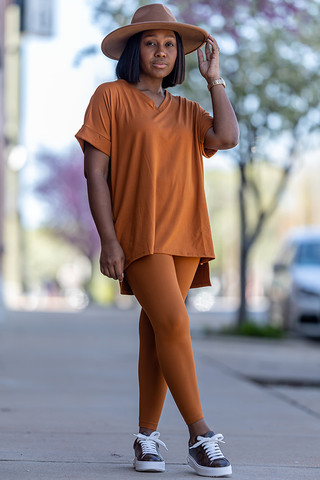 Matching legging lounge set in orange