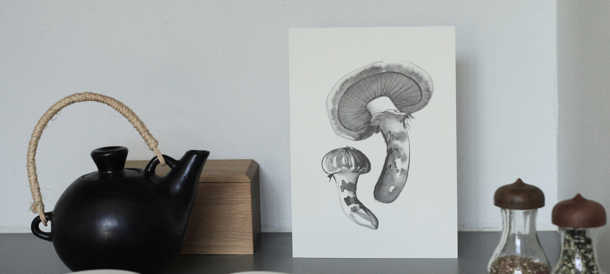 Teemu Järvi Matsutake Mushroom Art Card in the kitchen