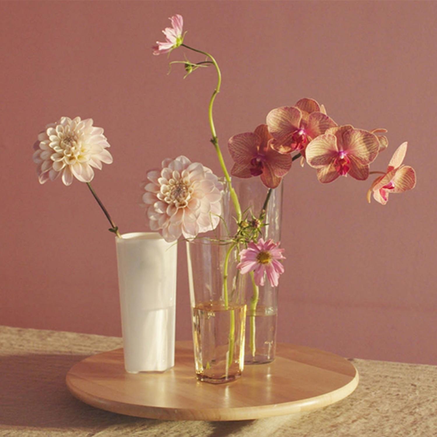 Iittala Alvar Aalto Vases with simple flower bouquets