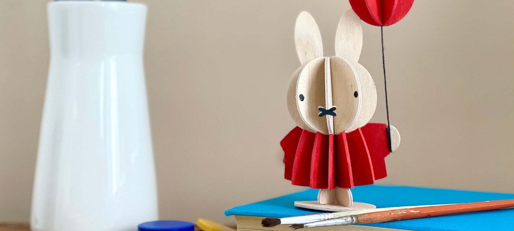 Lovi Miffy painted with watercolors in red