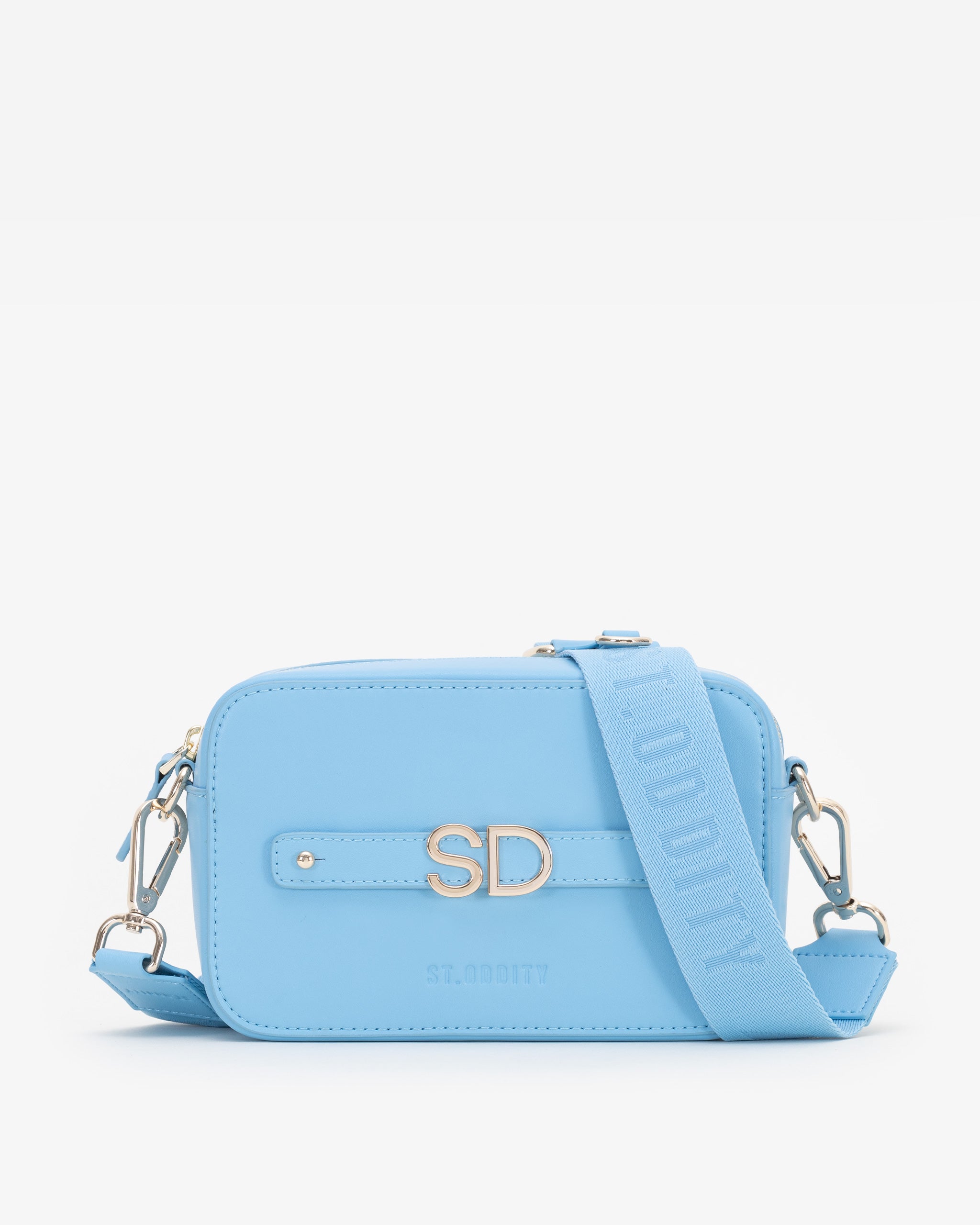 Zip Crossbody Bag in Sky Blue with Personalised Hardware – St. Oddity