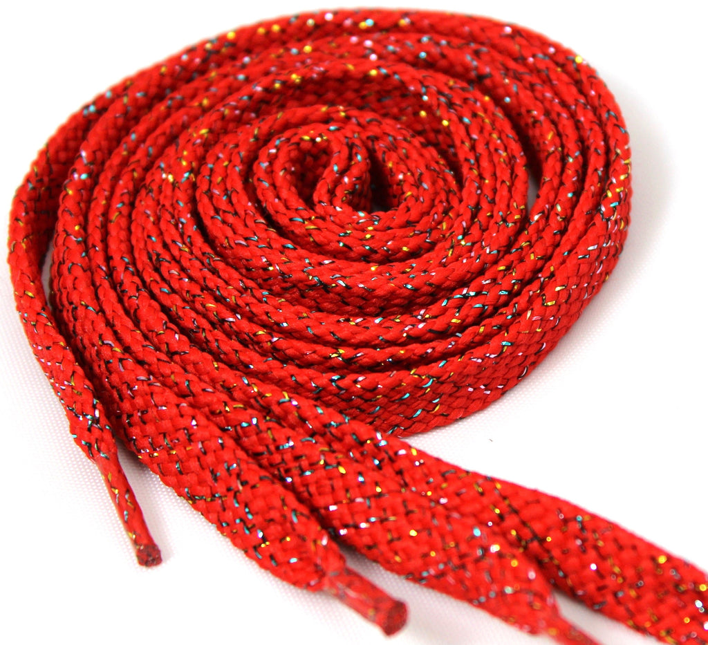 Red Sparkle Flat Shoelaces – The Shoe 