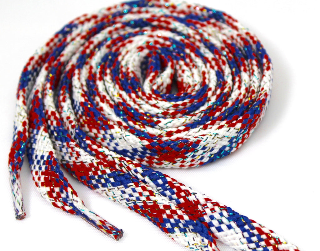 red and white shoelaces