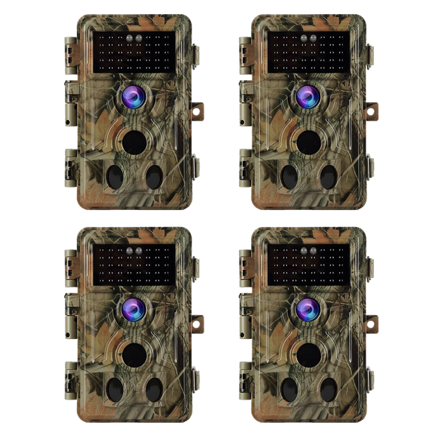 4-Pack Game Trail Deer Cameras Stealth Camouflage 24MP 1296P Waterproof Motion Activated for Outdoor Wildlife Tracking and Home Security No Glow | A262
