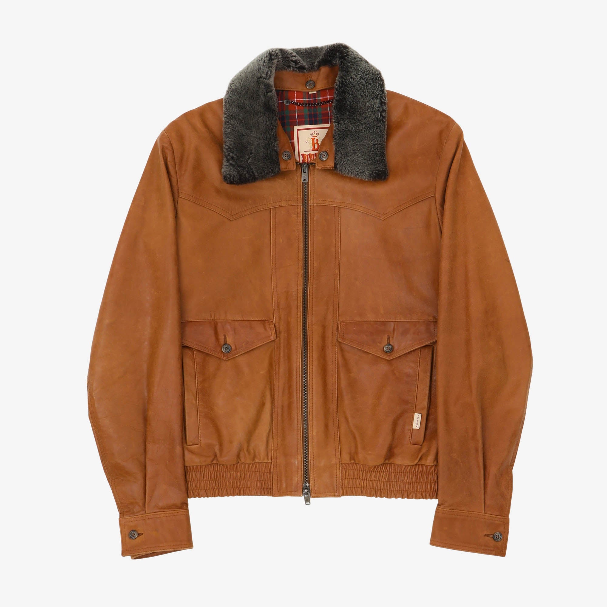 Image of Leather Bomber Jacket