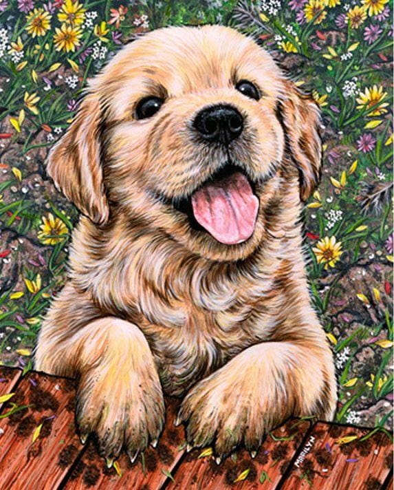 happy dog painting